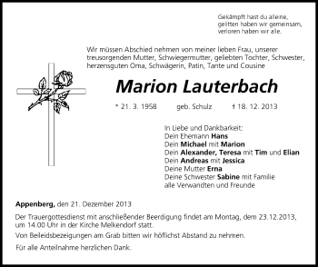 Anzeige von Marion Lauterbach von MGO