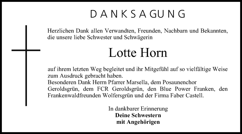  Traueranzeige für Lotte Horn vom 21.12.2013 aus MGO