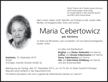 Anzeige von Maria Cebertowicz von MGO