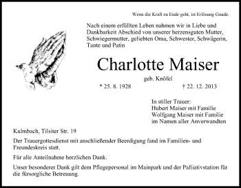 Anzeige von Charlotte Maiser von MGO