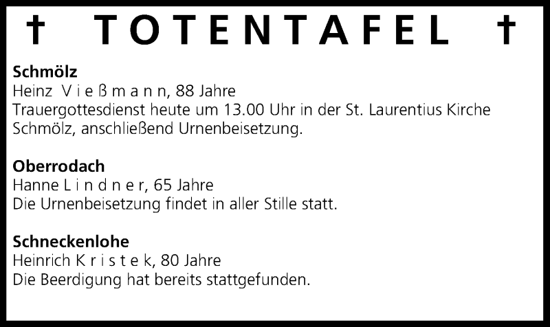  Traueranzeige für Totentafel vom 31.12.2013 vom 31.12.2013 aus MGO