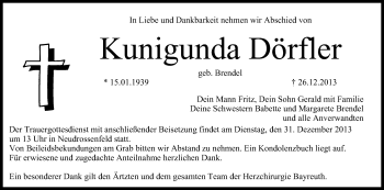Anzeige von Kunigunda Dörfler von MGO