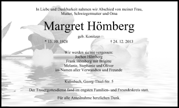 Anzeige von Margret Hömberg von MGO