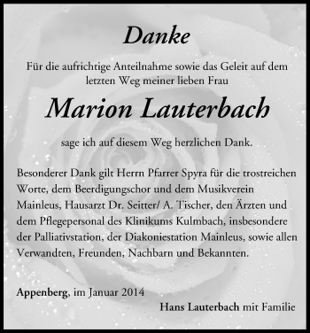 Anzeige von Marion Lauterbach von MGO