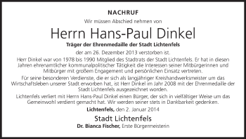 Anzeige von Hans-Paul Dinkel von MGO