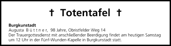 Anzeige von Totentafel vom 04.01.2014 von MGO