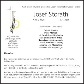 Anzeige von Josef Storath von MGO