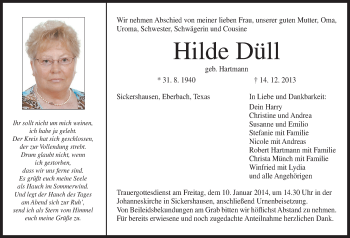 Anzeige von Hilde Düll von MGO