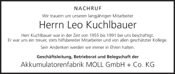 Anzeige von Leo Kuchlbauer von MGO
