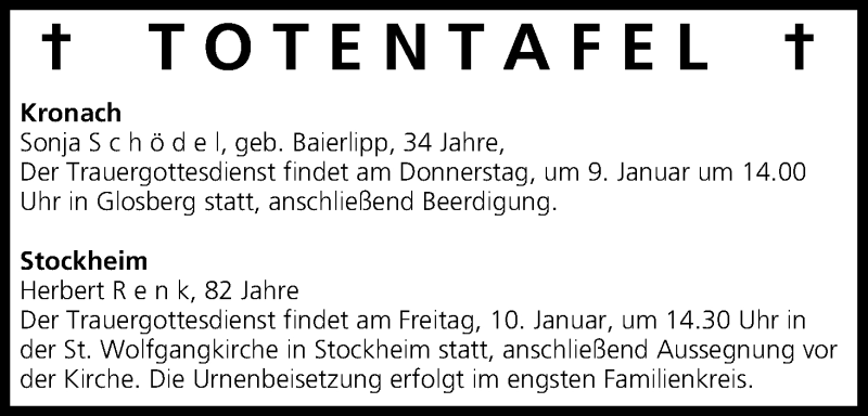  Traueranzeige für Totentafel vom 09.01.2014 vom 09.01.2014 aus MGO