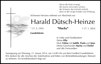 Anzeige von Harald Dütsch-Heinze von MGO