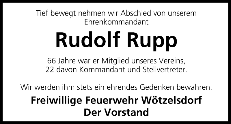  Traueranzeige für Rudolf Rupp vom 23.01.2014 aus MGO