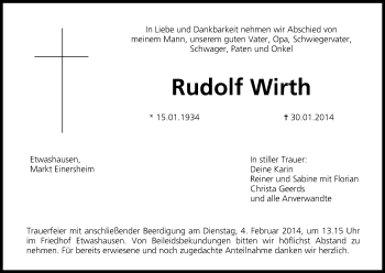 Anzeige von Rudolf Wirth von MGO