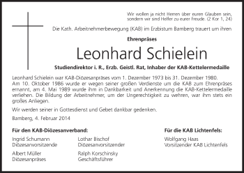 Anzeige von Leonhard Schielein von MGO