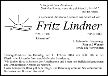 Anzeige von Fritz Lindner von MGO