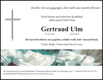 Anzeige von Gertraud Ulm von MGO