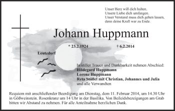 Anzeige von Johann Huppmann von MGO