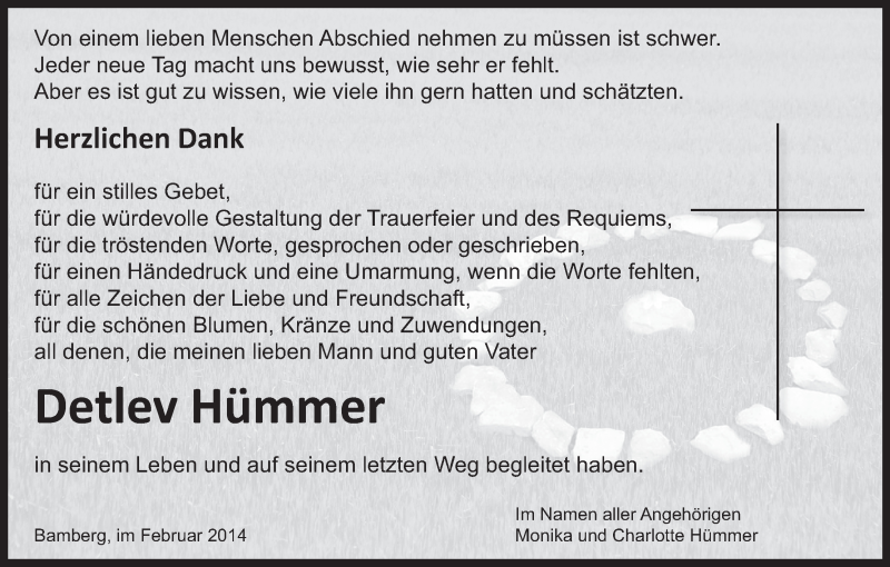  Traueranzeige für Detlev Hümmer vom 15.02.2014 aus MGO