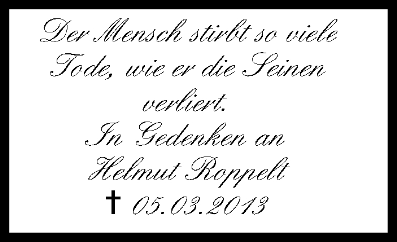  Traueranzeige für Helmut Roppelt vom 05.03.2014 aus MGO