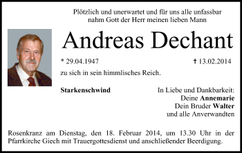 Anzeige von Andreas Dechant von MGO