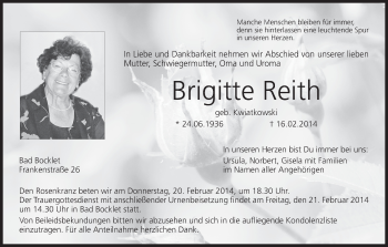 Anzeige von Brigitte Reith von MGO