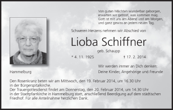 Anzeige von Lioba Schiffner von MGO