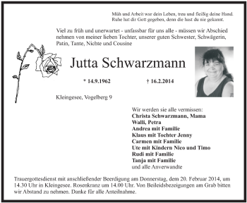 Anzeige von Jutta Schwarzmann von MGO