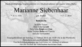 Anzeige von Marianne Siebenhaar von MGO