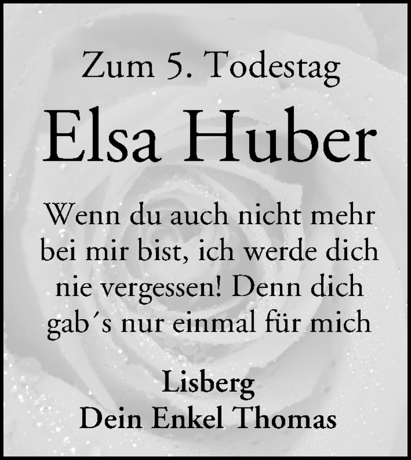  Traueranzeige für Elsa Huber vom 28.02.2014 aus MGO