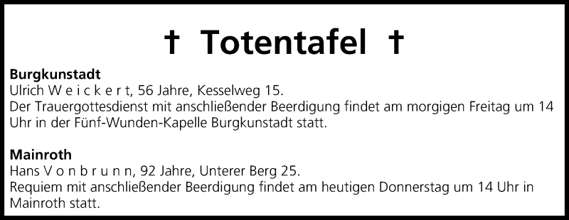  Traueranzeige für Totentafel vom 13.03.2014 vom 13.03.2014 aus MGO