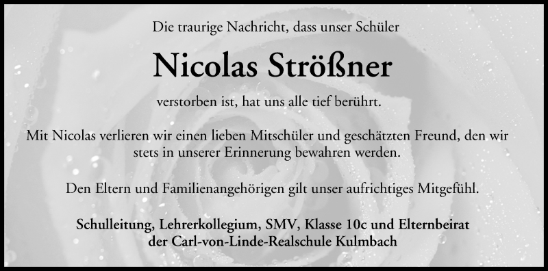  Traueranzeige für Nicolas Strößner vom 24.03.2014 aus MGO