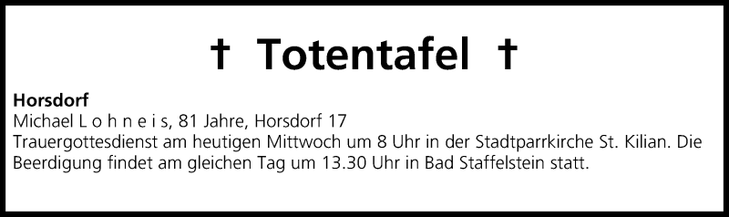  Traueranzeige für Totentafel vom 09.04.2014 vom 09.04.2014 aus MGO