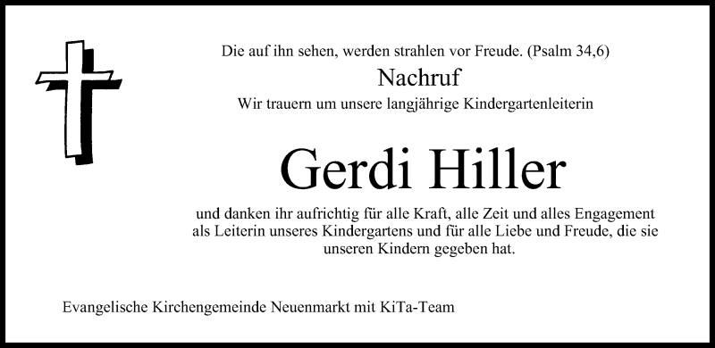  Traueranzeige für Gerdi Hiller vom 08.05.2014 aus MGO