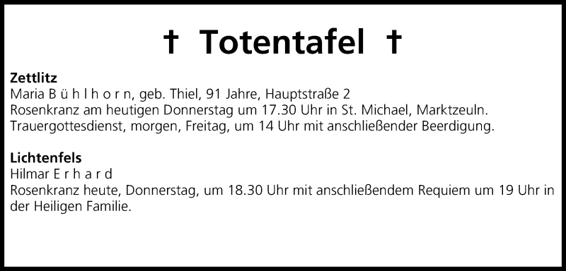  Traueranzeige für Totentafel vom 08.05.2014 vom 08.05.2014 aus MGO