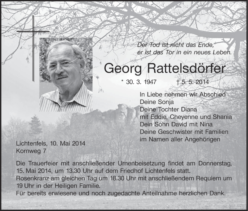 Traueranzeige für Georg Rattelsdörfer vom 10.05.2014 aus MGO