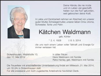 Anzeige von Kätchen Waldmann von MGO