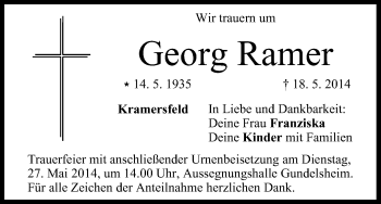 Anzeige von Georg Ramer von MGO