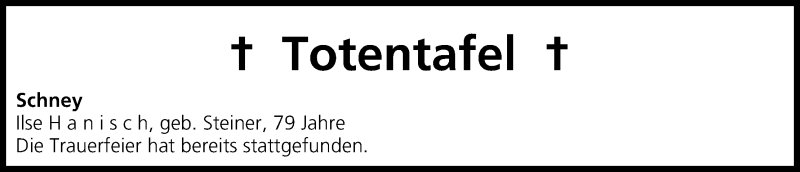  Traueranzeige für Totentafel vom 31.05.2014 vom 31.05.2014 aus MGO