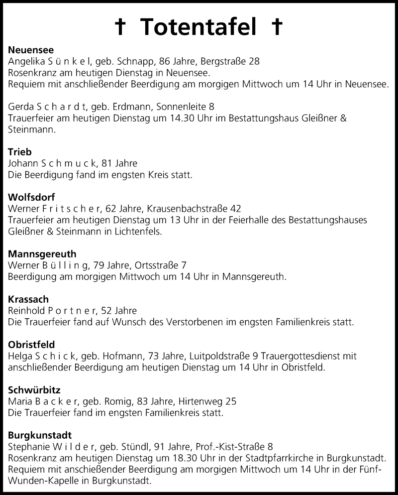  Traueranzeige für Totentafel vom 03.06.2014 vom 03.06.2014 aus MGO