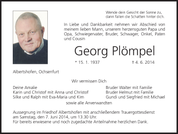 Anzeige von Georg Plömpel von MGO