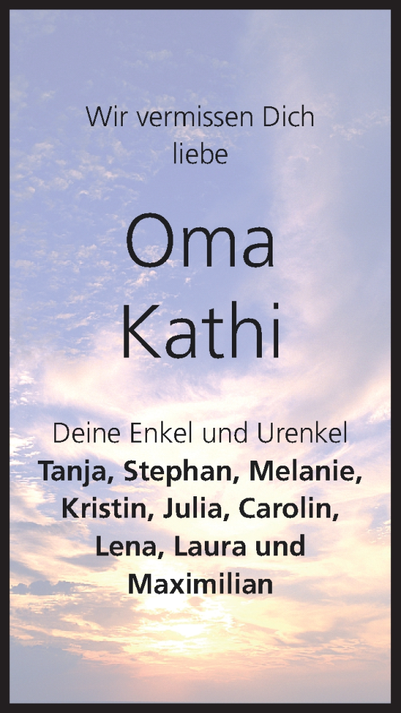  Traueranzeige für Oma  vom 10.06.2014 aus MGO