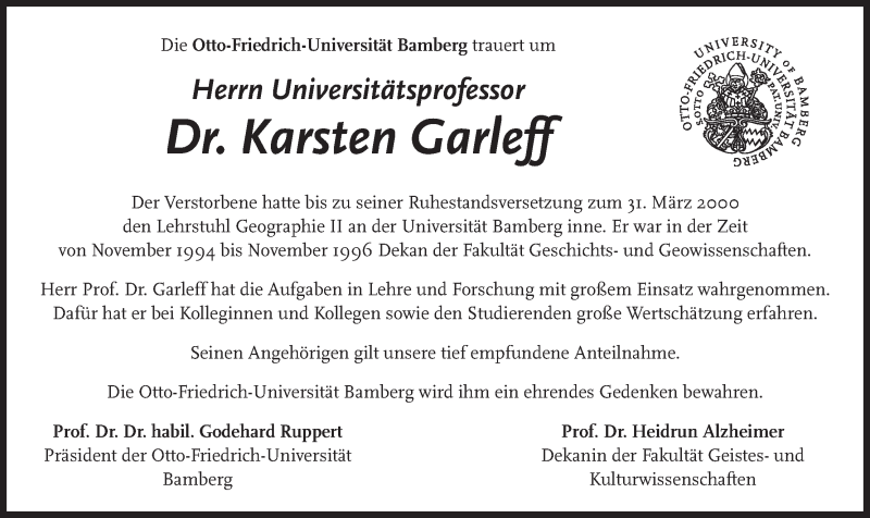 Traueranzeige für Karsten Garleff vom 12.06.2014 aus MGO