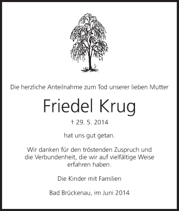 Anzeige von Friedel Krug von MGO