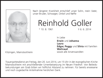 Anzeige von Reinhold Goller von MGO