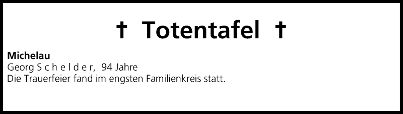  Traueranzeige für Totentafel vom 05.07.2014 vom 05.07.2014 aus MGO