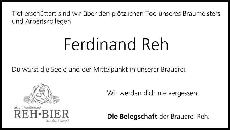  Traueranzeige für Ferdinand Reh vom 05.07.2014 aus MGO