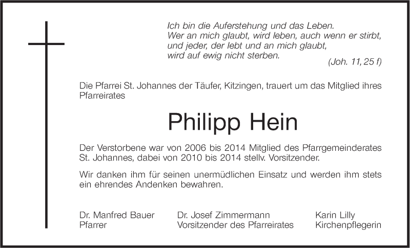  Traueranzeige für Philipp Hein vom 08.07.2014 aus MGO