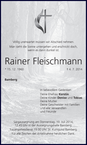 Anzeige von Rainer Fleischmann von MGO