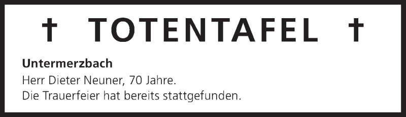  Traueranzeige für Totentafel vom 17.07.2014 vom 17.07.2014 aus MGO