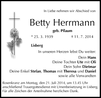 Anzeige von Betty Herrmann von MGO